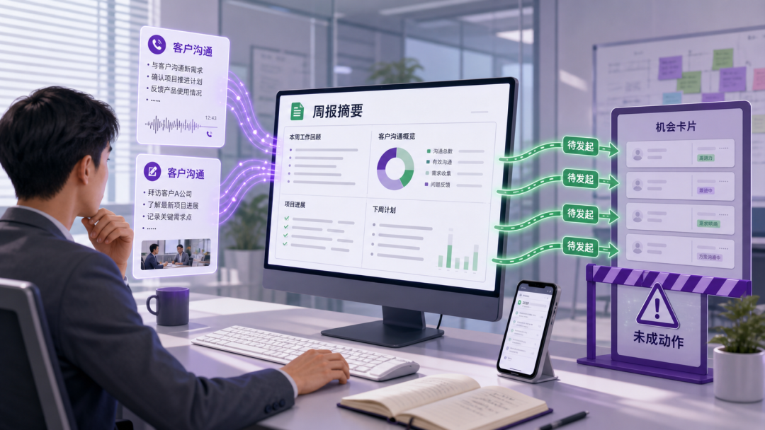 完整销售周报中的八个机会仍无下一步
