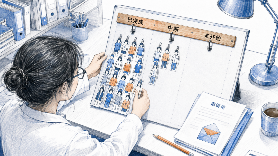 完成、中断与未开始用户的招募覆盖